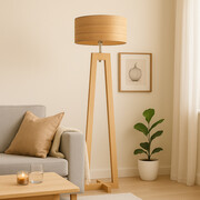 Drewniana lampa stojąca do czytania BALI ECO w stylu skandynawskim