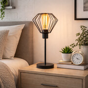 Czarna lampka nocna druciana loftowa TAZA LOFT