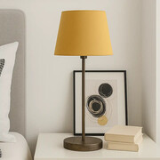 Nowoczesna lampka nocna do pokoju dziecka z musztardowym abażurem SIENA