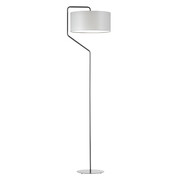 Chromowana lampa podłogowa w stylu skandynawskim TESALLIA z jasnoszarym abażurem