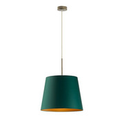 Nowoczesna lampa wisząca do kuchni nad stół SARI GOLD z abażurem w kolorze zieleni butelkowej