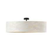 Stylowy plafon z tkaninowym abażurem imitującym marmur GRENADA MARMUR fi - 80 cm - kolor biały