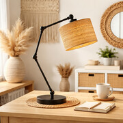 Rattanowa lampka biurkowa z regulowanym ramieniem ASMARA BOHO