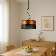 Nowoczesna lampa sufitowa do sypialni z abażurem LOZANNA GLAM fi - 40 cm czarno-miedziana