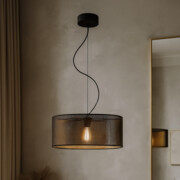 Czarna lampa wisząca do salonu HAJFA AŻUR fi - 40 cm - kolor czarny