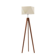 Klasyczna lampa stojąca do sypialni LAGOS z drewnianą podstawą
