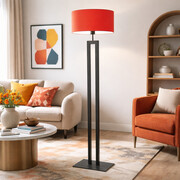 Nowoczesna lampa podłogowa do salonu KALIFORNIA z czerwonym abażurem 40 cm