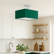 Geometryczna lampa sufitowa do salonu z zielonobutelkowym abażurem ALBA - kolor zieleń butelkowa