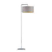Biała lampa stojąca z szarym abażurem BOLIVIA VELUR