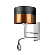 Kinkiet 2-punktowy do czytania w sypialni FLORYDA GLAM z miedzianym kloszem