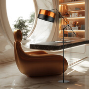 Designerska lampa podłogowa na wysięgniku ruchomym do gabinetu LIBERIA GLAM