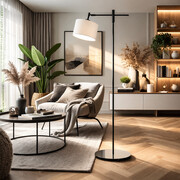 Lampa podłogowa do czytania regulowana SERES designerska lampa stojąca z abażurem