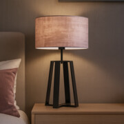 Elegancka lampa stołowa na czworonożnym stelażu THOR VELUR z abażurem w kolorze pudrowego różu
