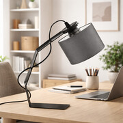 Grafitowa lampa biurkowa do pracy przy komputerze HAGA minimalistyczna lampka biurkowa metalowa,