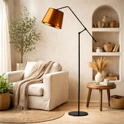 Czarna lampa stojąca z regulowanym ramieniem do czytania w sypialni FOYA MIRROR