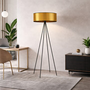 Czarno-złota lampa stojąca do biura w stylu glamour IBIZA MIRROR