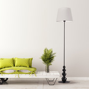 Czarna lampa podłogowa z abażurem LIZBONA