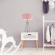 Chromowana lampka nocna dla dzieci ALTA z różowym abażurem