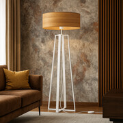 Duża biała lampa stojąca do salonu MOSS ECO