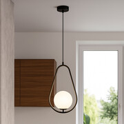 Nowoczesna czarna lampa wisząca w kształcie łezki MARGO ze szklanym kloszem