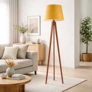 Drewniana lampa stojąca na trzech nogach w skandynawskim stylu CURACAO