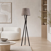 Designerska lampa podłogowa z drewnianym statywem ANDORA
