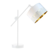 Biała lampka stołowa na wysięgniku MALI GLAM w stylu glamour