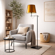 Czarna lampa stojąca do czytania w salonie BATA MIRROR