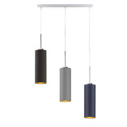 Potrójna lampa wisząca BORNEO GOLD z chromowanymi elementami