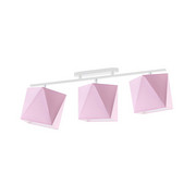 Regulowana lampa sufitowa do pokoju dziecka DETROIT z różowymi abażurami