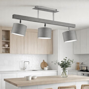 Drewniana lampa sufitowa w stylu skandynawskim HOLLYWOOD 3-punktowy szary regulowany LED