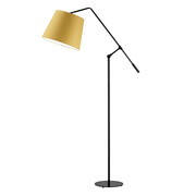 Regulowana lampa podłogowa w czarnym kolorze FOYA z musztardowym abażurem