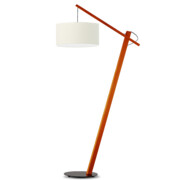 Designerska lampa podłogowa do czytania TORINO na drewnianej podstawie