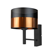 Loftowy kinkiet ścienny nad łóżko TEGU GLAM z miedziano-czarnym abażurem E27