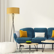 Trójnożna lampa stojąca w musztardowo-czarnej kolorystyce PARYŻ