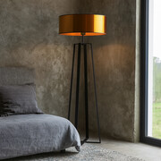 Czarna lampa stojąca do salonu MOSS MIRROR w stylu loftowym