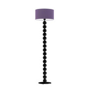 Nowoczesna lampa podłogowa czarne kule GIZA z fioletowym abażurem