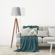 Mahoniowa lampa podłogowa z abażurem ARUBA