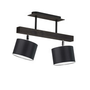 Czarny plafon z drewna do salonu z 2 źródłami światła EPIR