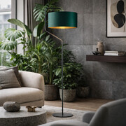 Lampa stojąca butelkowa zieleń do sypialni TESALLIA GOLD w stylu urban jungle