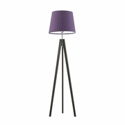 Drewniana lampa podłogowa z fioletowym abażurem ARUBA