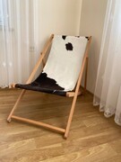 Leżak drewniany ogrodowy ze skóry cielęcej Janosik