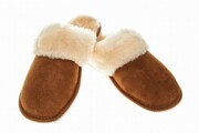 kapcie premium ze skóry owczej - brązowe Janosik