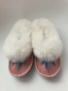 Kapcie góralskie - Bambosze regionalne - pudrowy róż Janosik