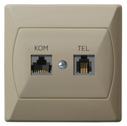 Gniazdo komputerowo-telefoniczne Ospel Akcent GPKT-A/F/01 RJ 45 kat. 5e, (8-stykowe) + RJ 11 (4-stykowe) beżowy OSPEL