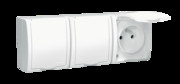Gniazdo hermetyczne Kontakt-Simon Aquarius AQGZ1-3Z/11 natynkowe potrójne z uziemieniem IP54 z przesłonami klapka biała białe Kontakt-Simon