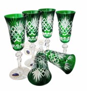 Szmaragdowe kryształowe kieliszki do szampana 150ml Ananas 6 szt MaRika