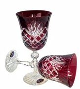 Rubinowe kryształowe kieliszki do wina 220ml Ananas zestwa 2 szt MaRika