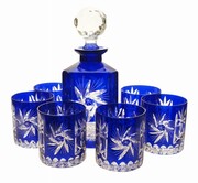 Kobaltowy zestaw do Whisky karafka i szklanki Młynek Oliwka MaRika