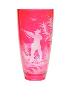 Amarantowy grawerowany wazon Myśliwski MaRika